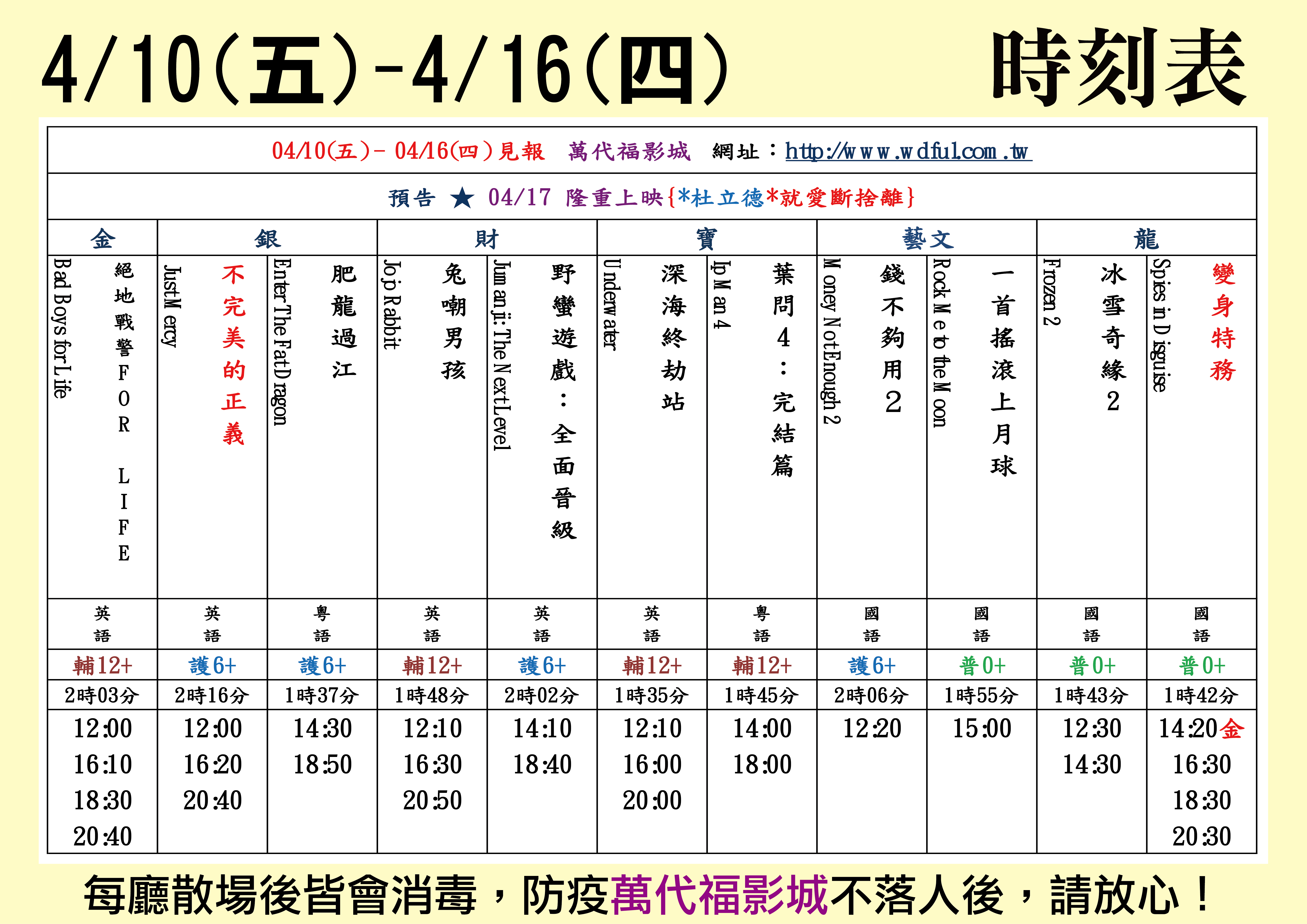 台中萬代福影城4/10-4/16 熱門電影分享